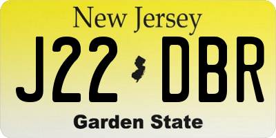 NJ license plate J22DBR