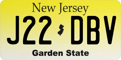 NJ license plate J22DBV