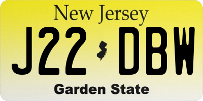 NJ license plate J22DBW