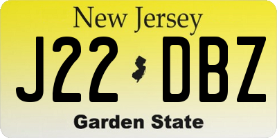 NJ license plate J22DBZ