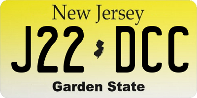 NJ license plate J22DCC