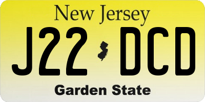 NJ license plate J22DCD