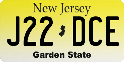NJ license plate J22DCE