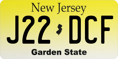 NJ license plate J22DCF