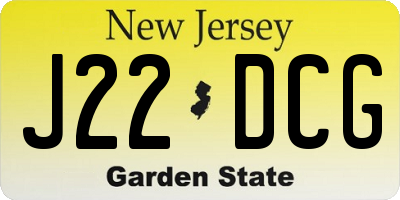 NJ license plate J22DCG