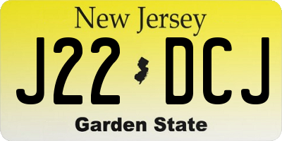 NJ license plate J22DCJ