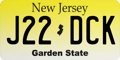 NJ license plate J22DCK