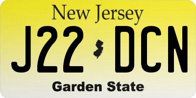 NJ license plate J22DCN