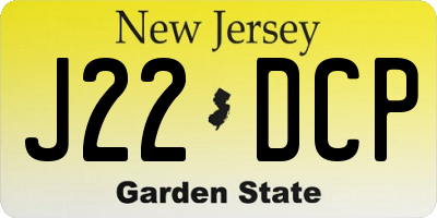 NJ license plate J22DCP