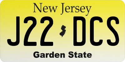 NJ license plate J22DCS