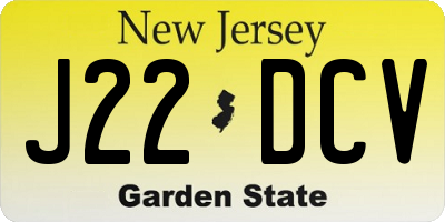 NJ license plate J22DCV