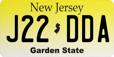 NJ license plate J22DDA