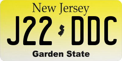 NJ license plate J22DDC