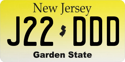 NJ license plate J22DDD