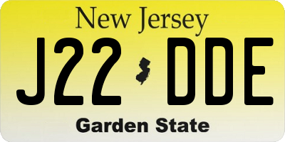 NJ license plate J22DDE
