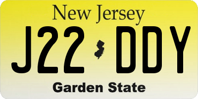 NJ license plate J22DDY