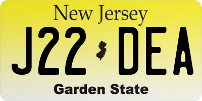 NJ license plate J22DEA