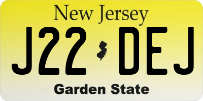 NJ license plate J22DEJ
