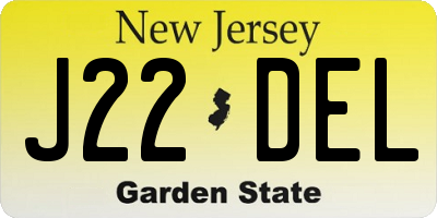 NJ license plate J22DEL