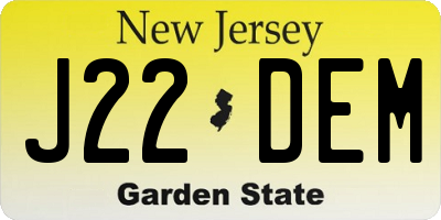 NJ license plate J22DEM