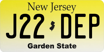 NJ license plate J22DEP