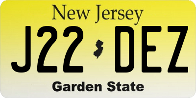 NJ license plate J22DEZ