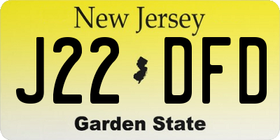 NJ license plate J22DFD