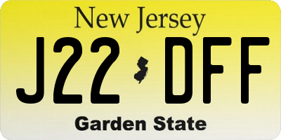 NJ license plate J22DFF
