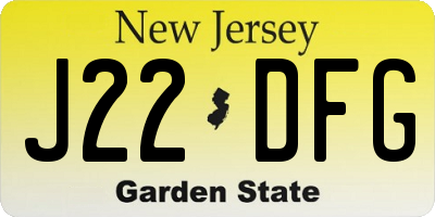 NJ license plate J22DFG