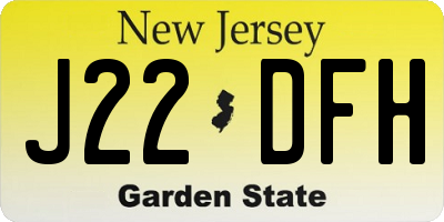 NJ license plate J22DFH