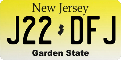 NJ license plate J22DFJ