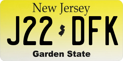 NJ license plate J22DFK