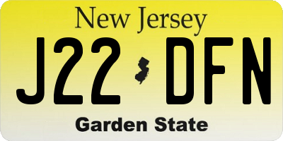 NJ license plate J22DFN