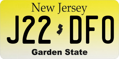 NJ license plate J22DFO