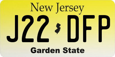 NJ license plate J22DFP