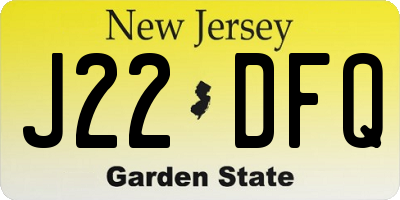 NJ license plate J22DFQ
