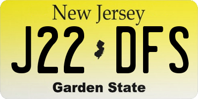 NJ license plate J22DFS