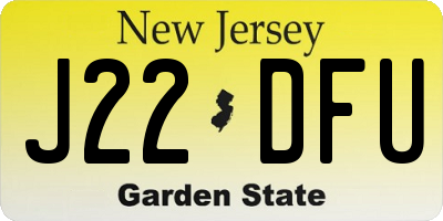 NJ license plate J22DFU