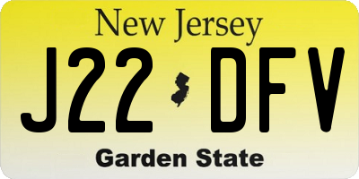 NJ license plate J22DFV