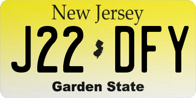 NJ license plate J22DFY