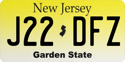 NJ license plate J22DFZ