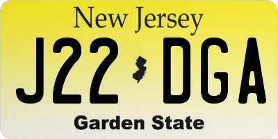 NJ license plate J22DGA