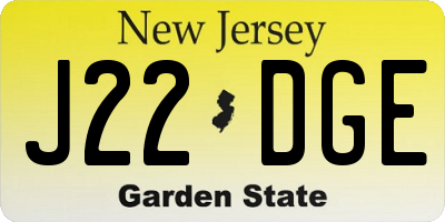 NJ license plate J22DGE