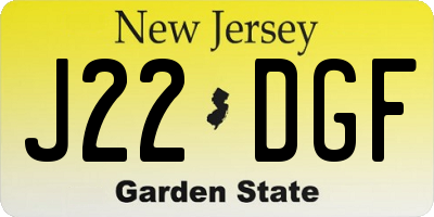NJ license plate J22DGF