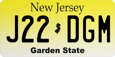 NJ license plate J22DGM