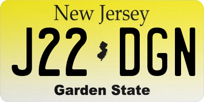 NJ license plate J22DGN