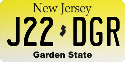 NJ license plate J22DGR