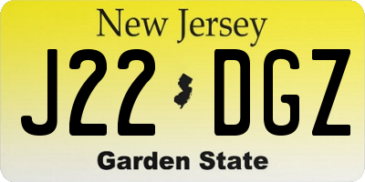 NJ license plate J22DGZ