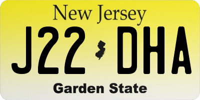 NJ license plate J22DHA