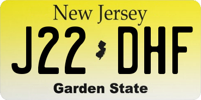 NJ license plate J22DHF